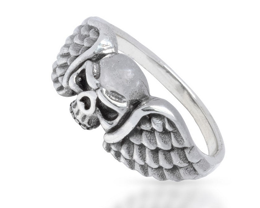 „Totenkopf | Ring mit REDANDWHITESTORE Silber Flügel“