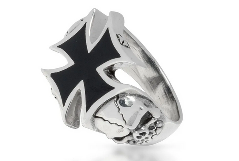 SILBER RING „EISERNES KREUZ TOTENKOPF“ seitlich