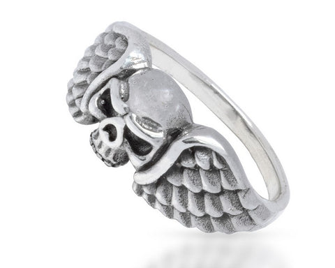 SILBER RING „TOTENKOPF MIT FLÜGEL“ - REDANDWHITESTORE