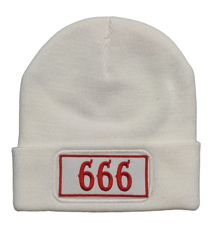 81 Support Wollmütze „666“ weiß/rot