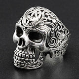 SILBER RING „TOTENKOPF-FLORAL“