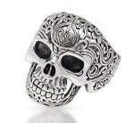 SILBER RING „TOTENKOPF-FLORAL“