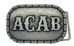GÜRTELSCHNALLE aus Metall, versilbert „ACAB“ - REDANDWHITESTORE