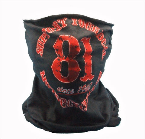 81 Support Multifunktions Halstuch „SUPPORT 81 MOTORCYCLEBLUB“ - REDANDWHITESTORE