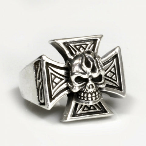 SILBER RING „EISERNES KREUZ TOTENKOPF“ - REDANDWHITESTORE
