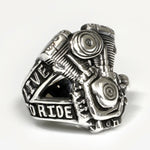 SILBER RING „V2 MOTOR“ LIVE TO RIDE - REDANDWHITESTORE