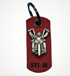 SUPPORT Schlüsselanhänger aus Leder „SYL 81 BIKER“ - REDANDWHITESTORE