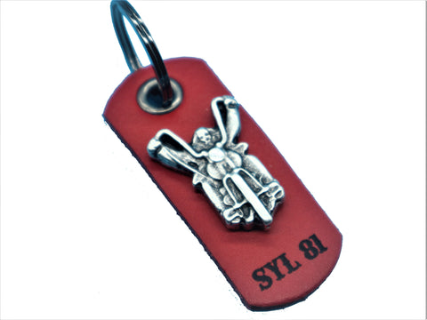 SUPPORT Schlüsselanhänger aus Leder „SYL 81 BIKER“ - REDANDWHITESTORE
