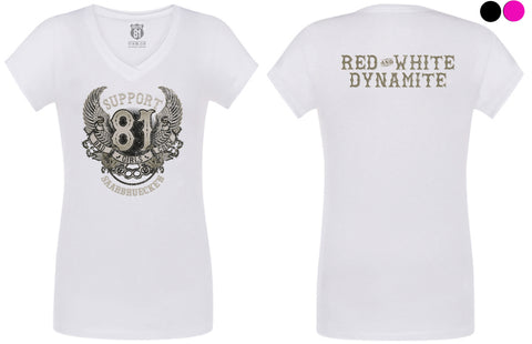 SUPPORT 81 LADY’S SHIRT „BAD GIRLS CREW" - REDANDWHITESTORE