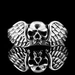 SILBER RING „TOTENKOPF MIT FLÜGEL“ - REDANDWHITESTORE