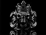 TOTENKOPF RING MIT KRONE - ROCHENLEDER - REDANDWHITESTORE