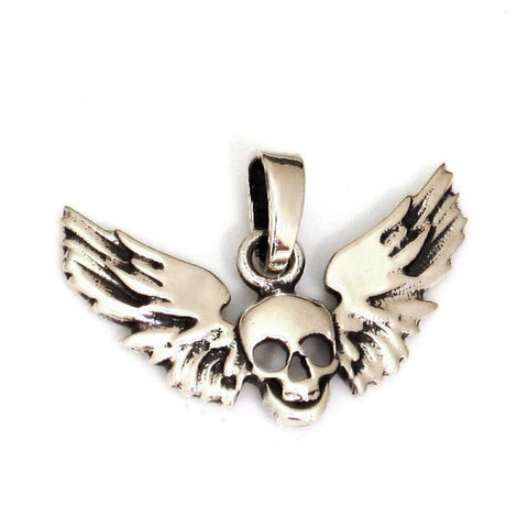 SILBER ANHÄNGER „GEFLÜGELTER TOTENKOPF“ Klein - REDANDWHITESTORE