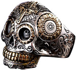 SILBER RING „DIA DE LOS MUERTOS“ Bicolor - REDANDWHITESTORE