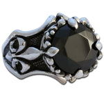 SILBER RING „KRONE ONYX UND FLEUR-DE-LIS“ - REDANDWHITESTORE