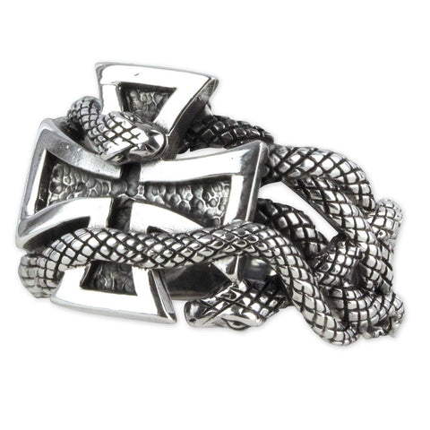SILBER RING „EISERNES KREUZ SCHLANGE“ - REDANDWHITESTORE